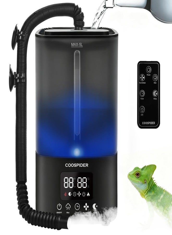 Coospider 5L Reptile Fogger Humidifier, Automatic Humidifiers for Reptiles Tank, Terrarium Humidifiers with Timer and Humidity Control, Reptile Misting System for Reptiles Amphibians Herps Vivarium - Image 1